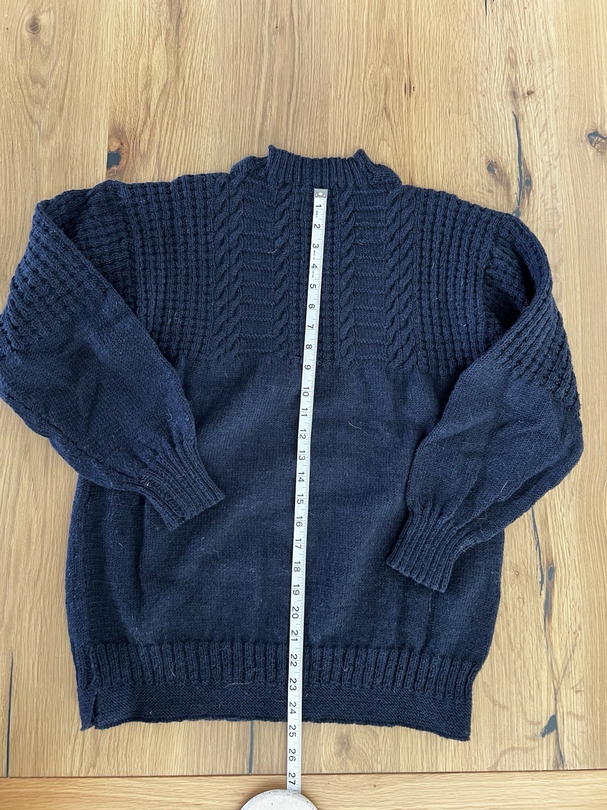 Dawson Denim Men’s Hand-Knit Gansy Cotton Sweater Navy Blue Size Medium