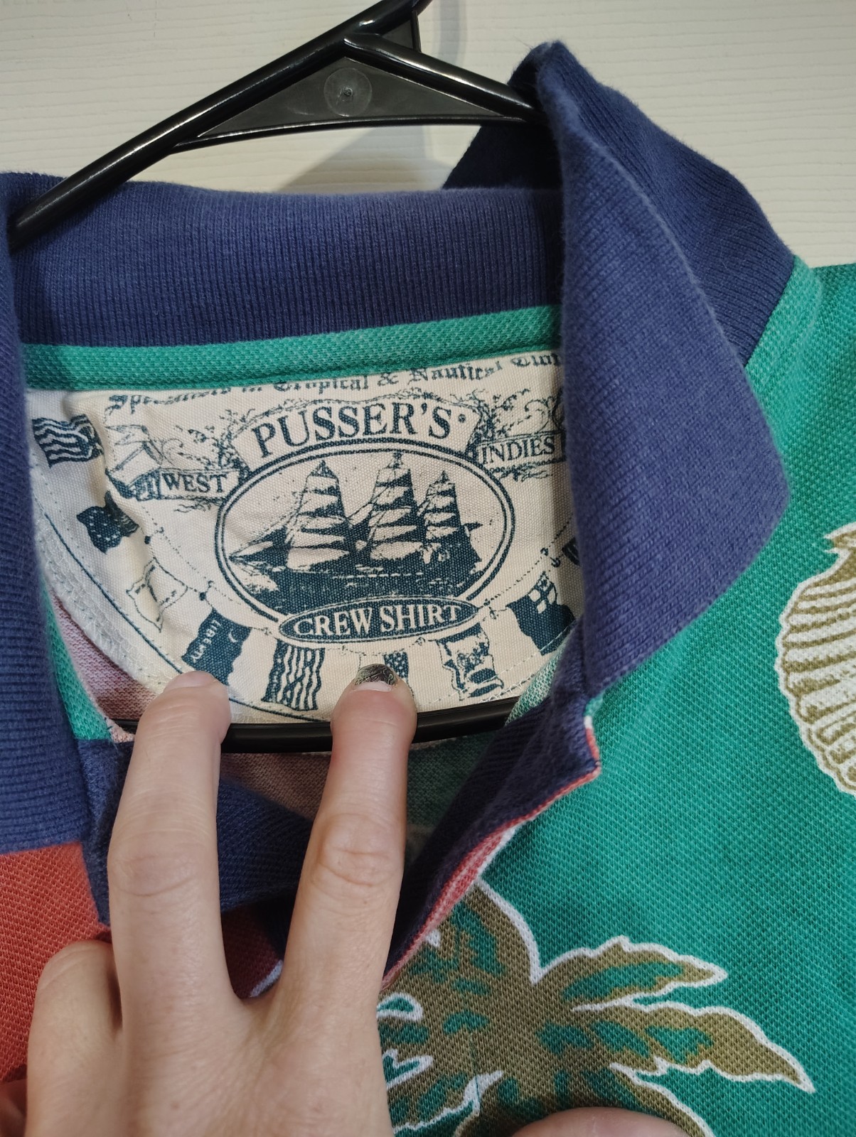Men’s Pusser’s British West Indies Island Wear Short Sleeve Shirt Sz Large Fish