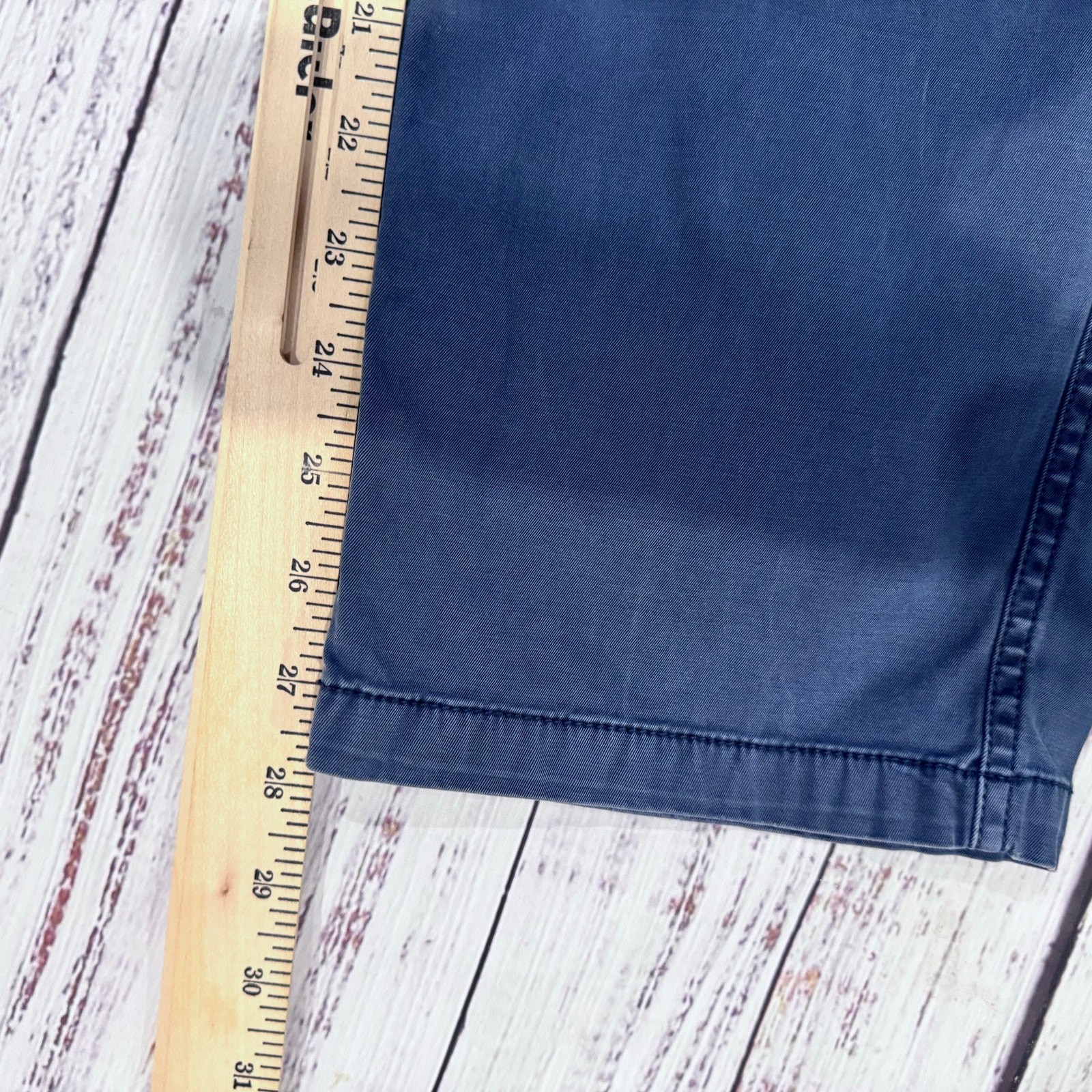 Pendleton Utility Chino Pants Women 12 Blue Twill Straight Crop 27.5in Stretch
