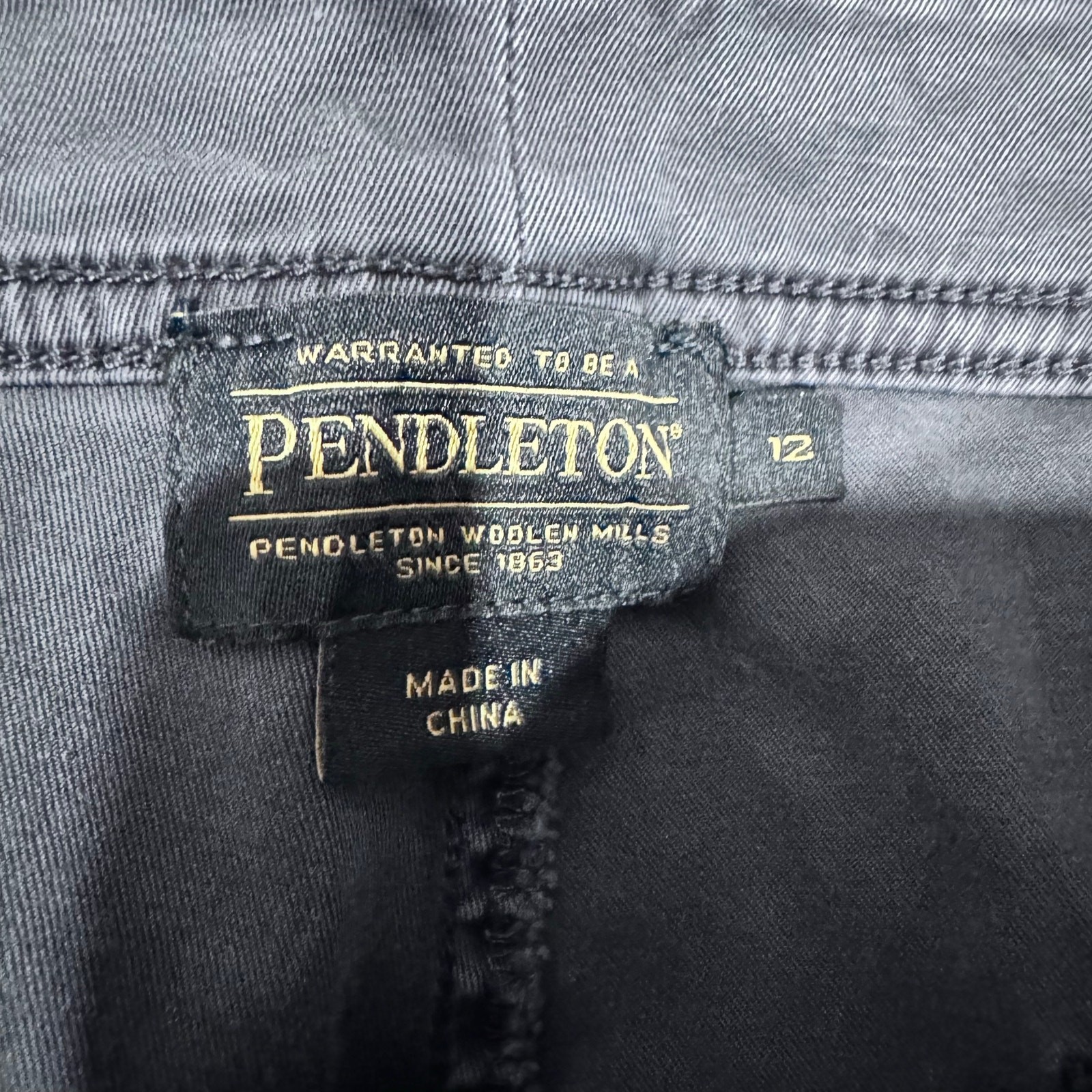 Pendleton Utility Chino Pants Women 12 Blue Twill Straight Crop 27.5in Stretch