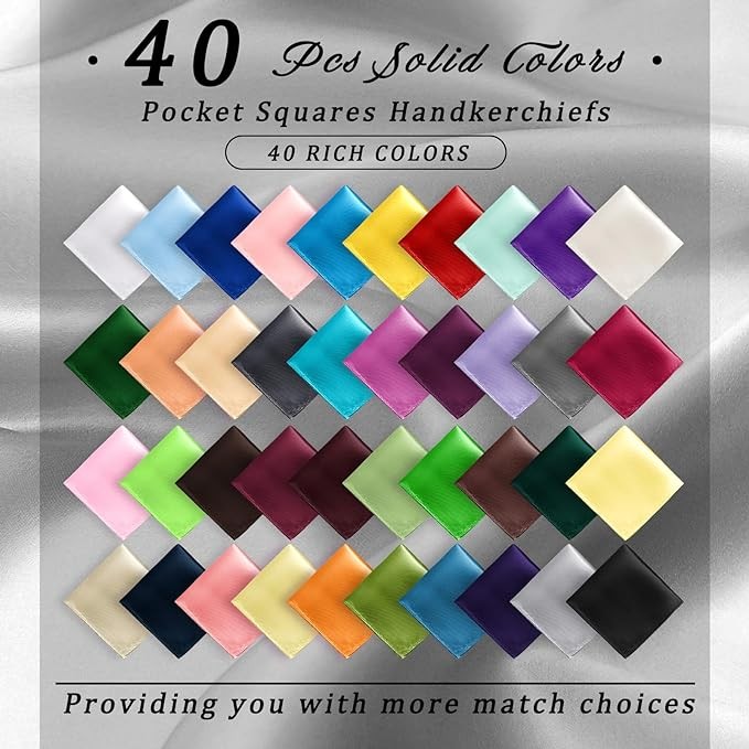 Wedding Set Mens Handkerchief Lot 40-Pcs Assorted Silk Pocket Square Party NEW
