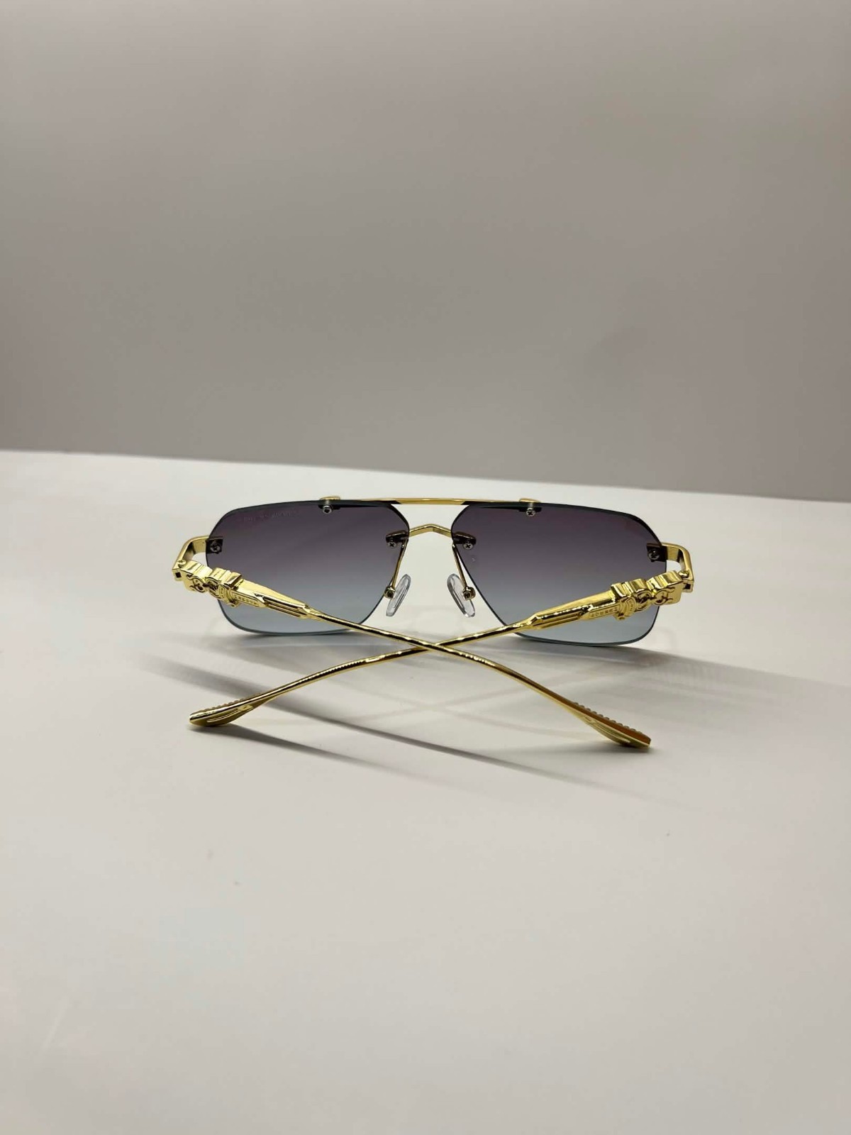 Chrome Hearts Style Sunglasses Gradient Borderless Luxury Gold Frame