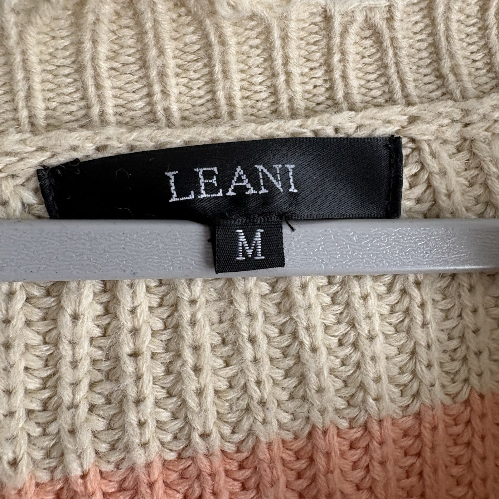 LEANI Multicolor Striped V-Neck Distressed Fringe Knit Sweater Women’s M