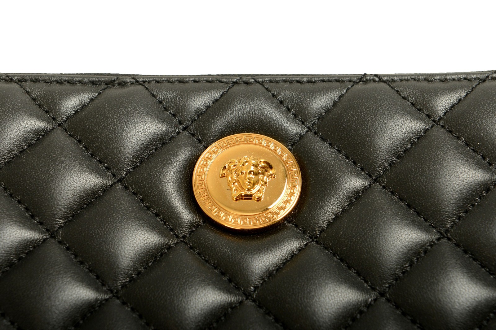 Versace Black Quilted 100% Leather Clutch Pouch Handbag Bag