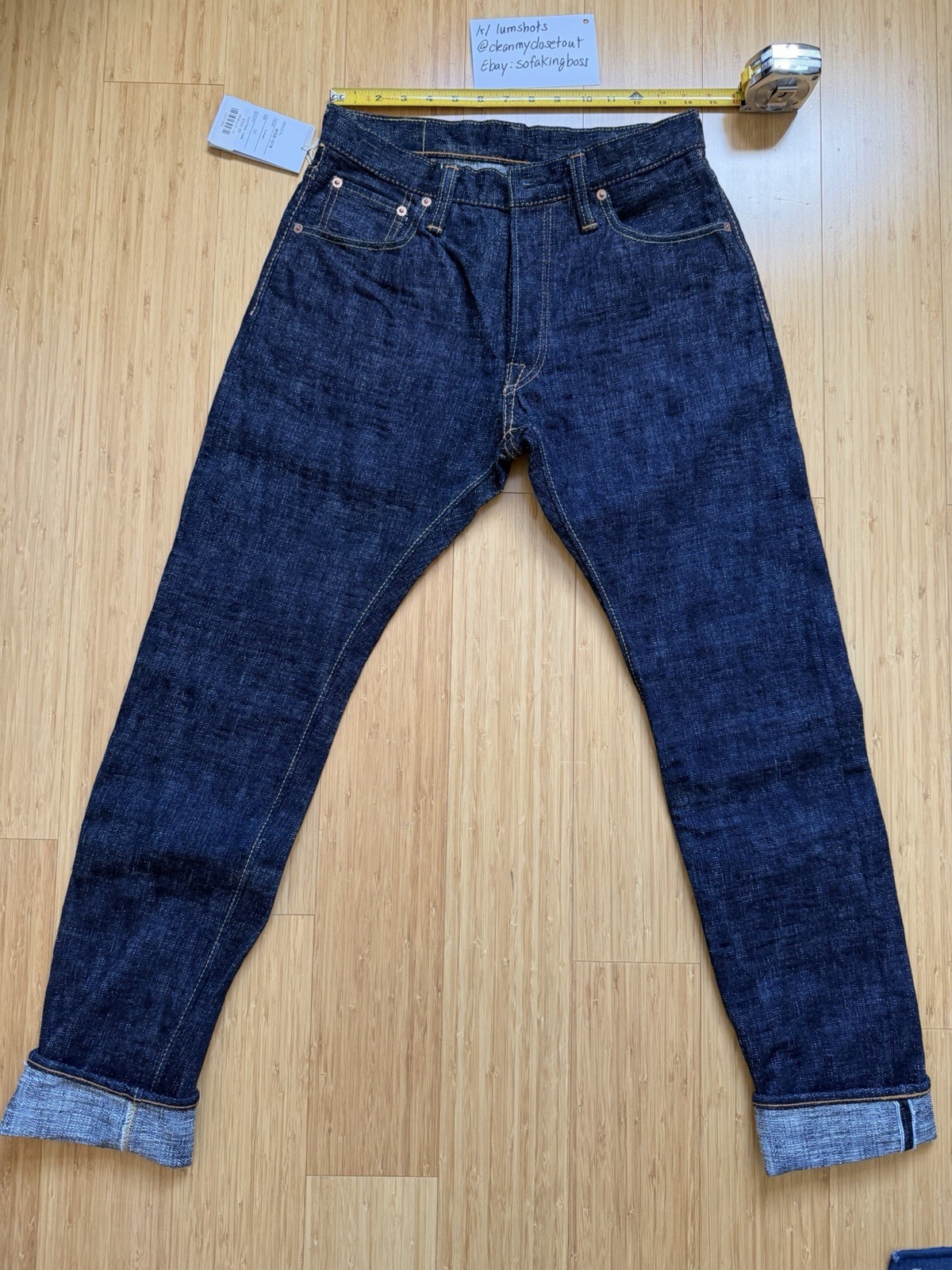 NEW PBJ WSB-019 16 oz Slubby Relax Tapered size 32 (Measures 30) Pure Blue Japan