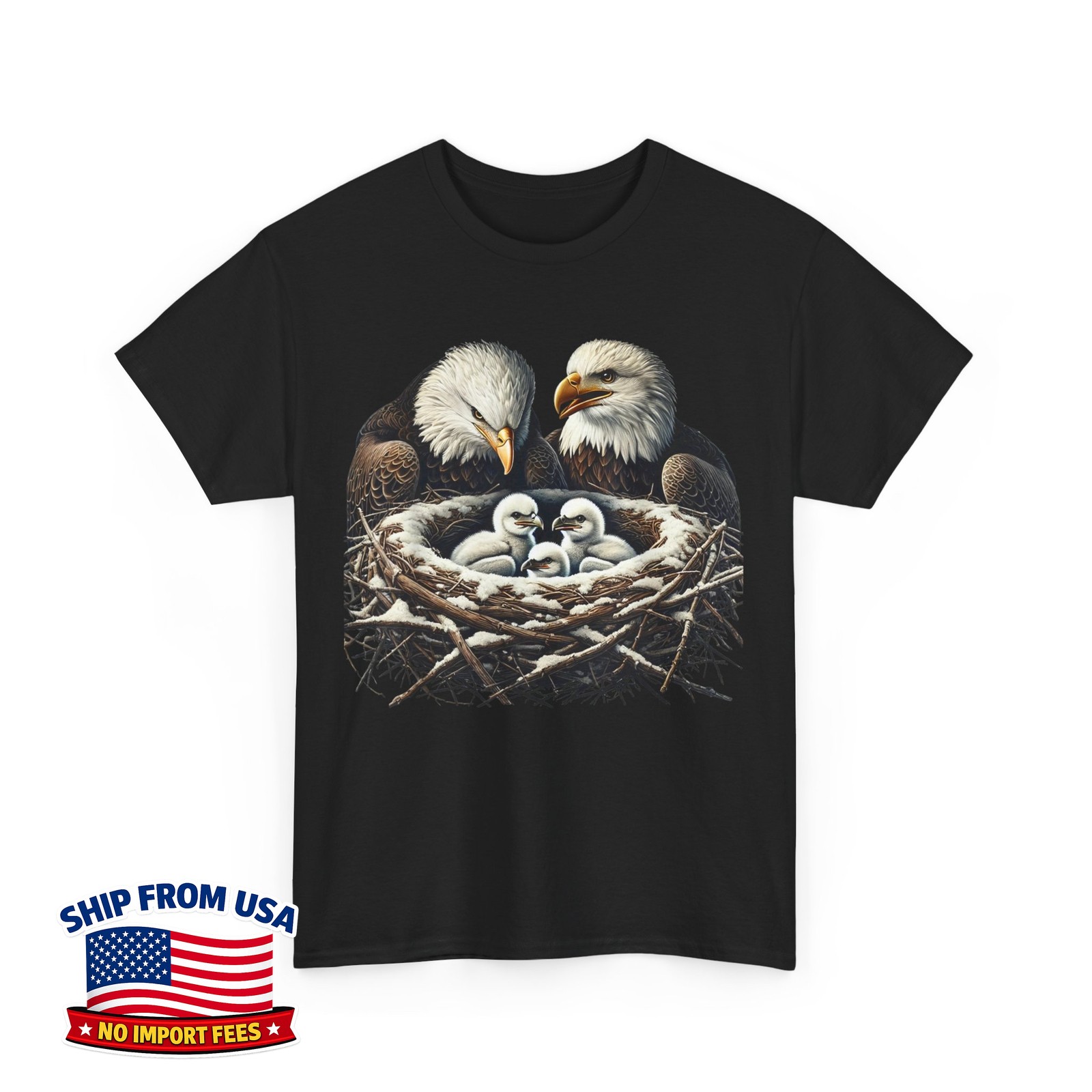 Bald Eagle Family Mom Dad Three Eaglet Cute Unisex T-Shirt