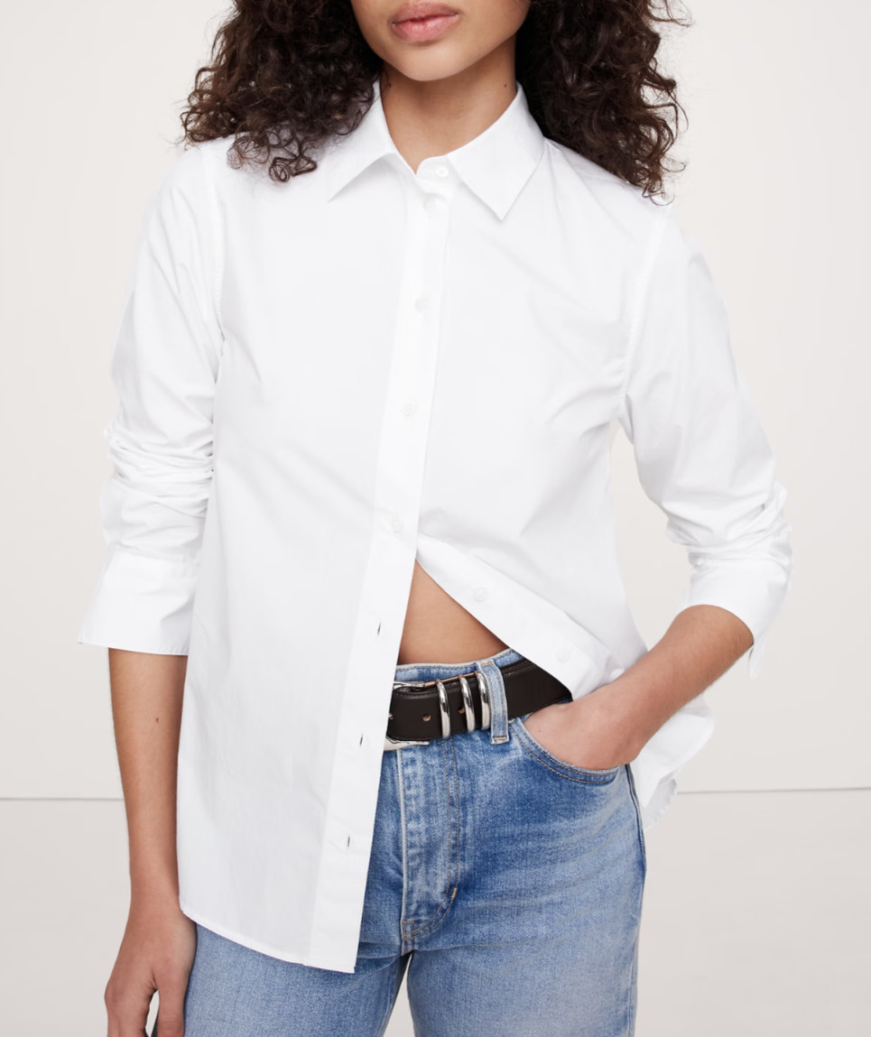 NWT! Banana Republic White $98 The Perfect Everyday Cotton Poplin Blouse Shirt S