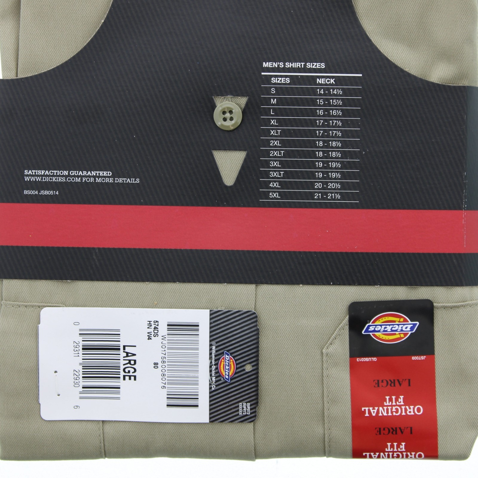 Dickies Men’s 574 Twill Work Shirt, Long Sleeve Button-Up Original Fit, Khaki