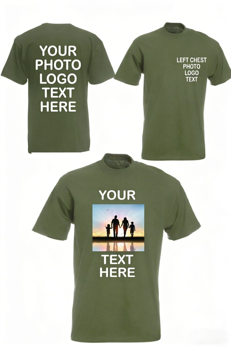 Custom Photo & Text T-Shirt – Add Your Own Image Logo Personalized Casual TShirt