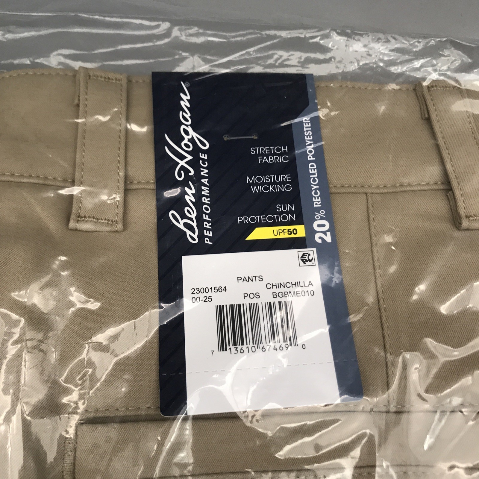 Ben Hogan Mens Performance Pants Stretch Fabric Size 50×30 Chinchilla New