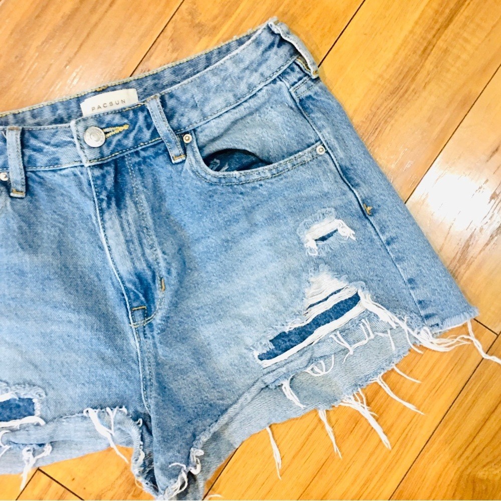 PacSun Pac Sun high rise festival denim jean shorts 28 distressed boho trendy