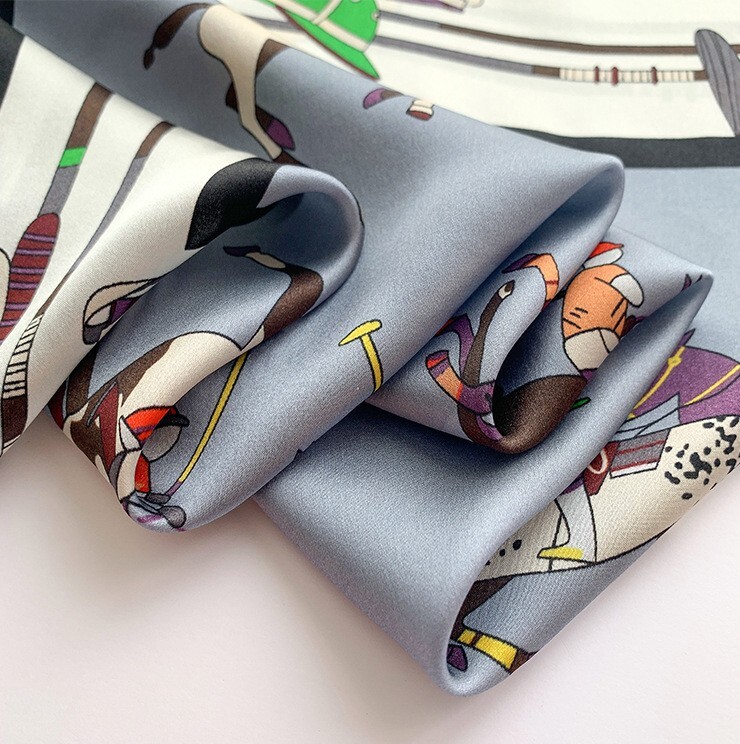 100% Pure Silk Square Scarf Women Neckerchief Wrap Kerchief Bandana Horse 68*68