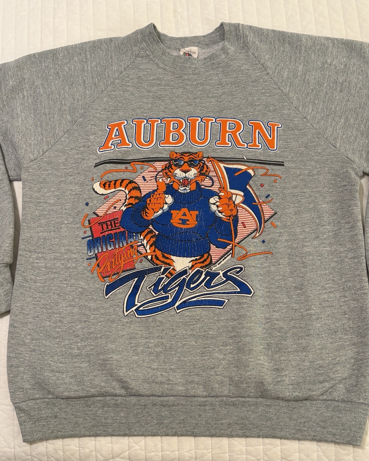 Vintage Auburn University Sweatshirt 1987 Large Gray FOTL 50/50 Blend War Eagle