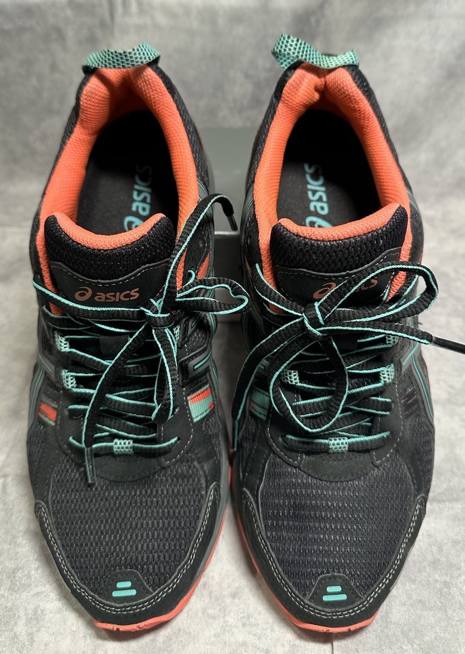 Asics Gel Venture 5 Black Mint Coral Trail Running Shoes T5N8N Women’s Sz 8.5