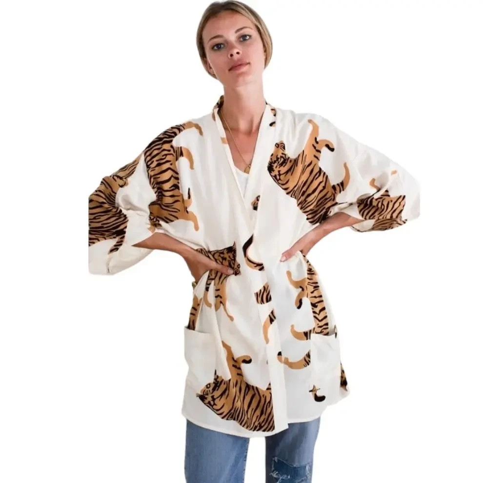 NWT XS/S INDIA COLLECTION EMERSON FRY Kimono Beach Cover up Layering Bohemian