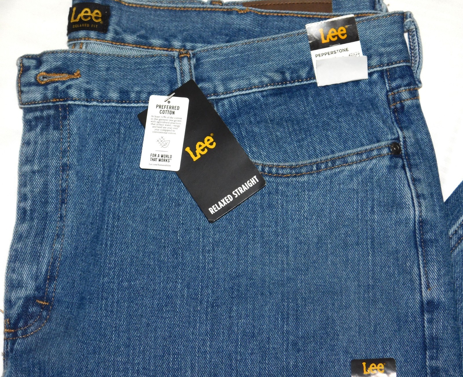 LEE Relaxed Fit Straight Leg Jeans Relaxed Seat & Thigh At Waist Pepperstone Blu