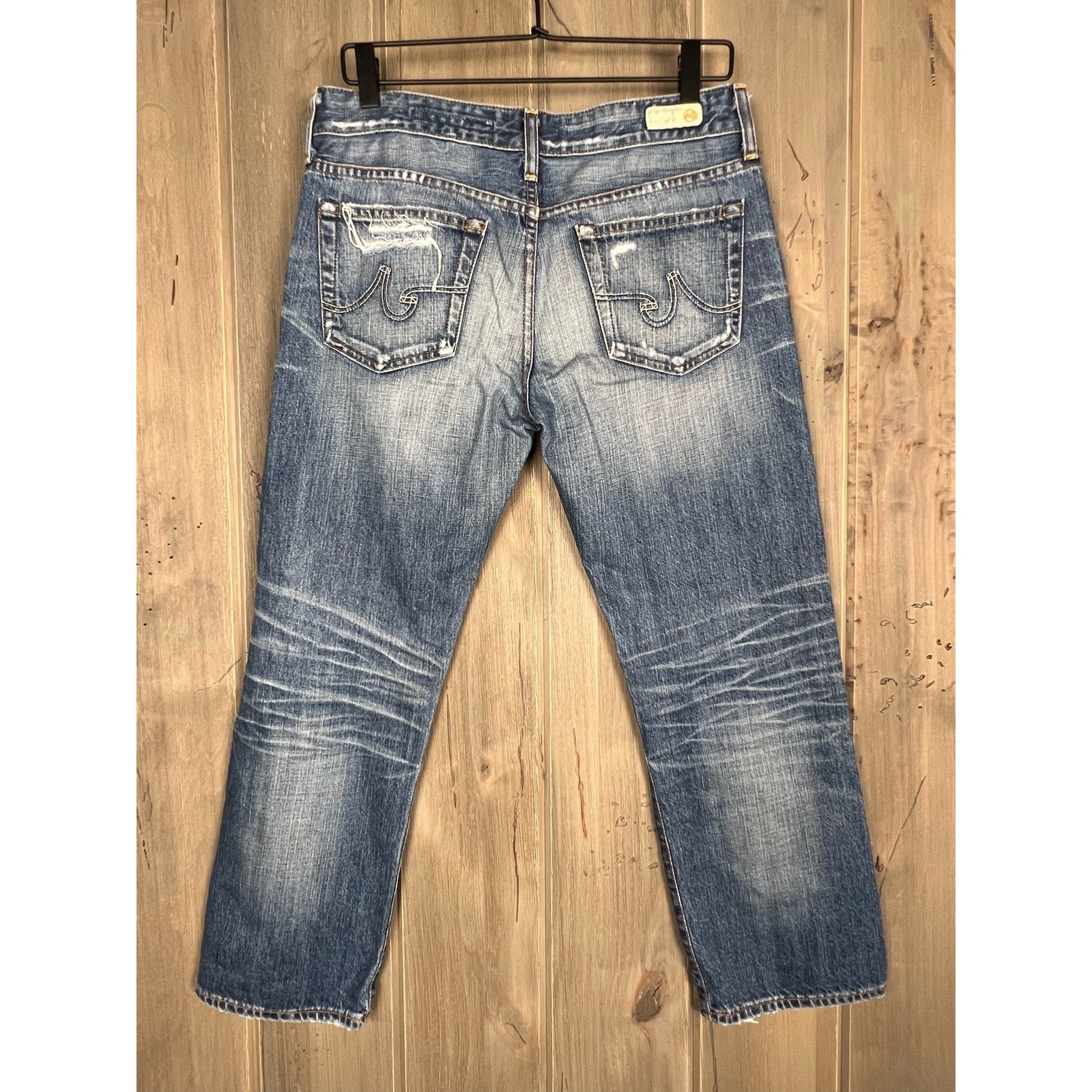 AG Adriano Goldschmied Distressed Straight Leg Jeans, 28