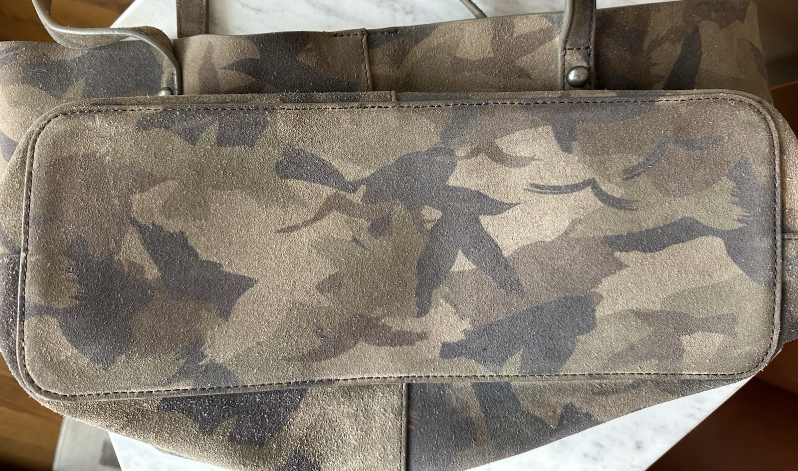 Rebecca Minkoff Suede Camo Studded Tote Handbag In Olive And Brown