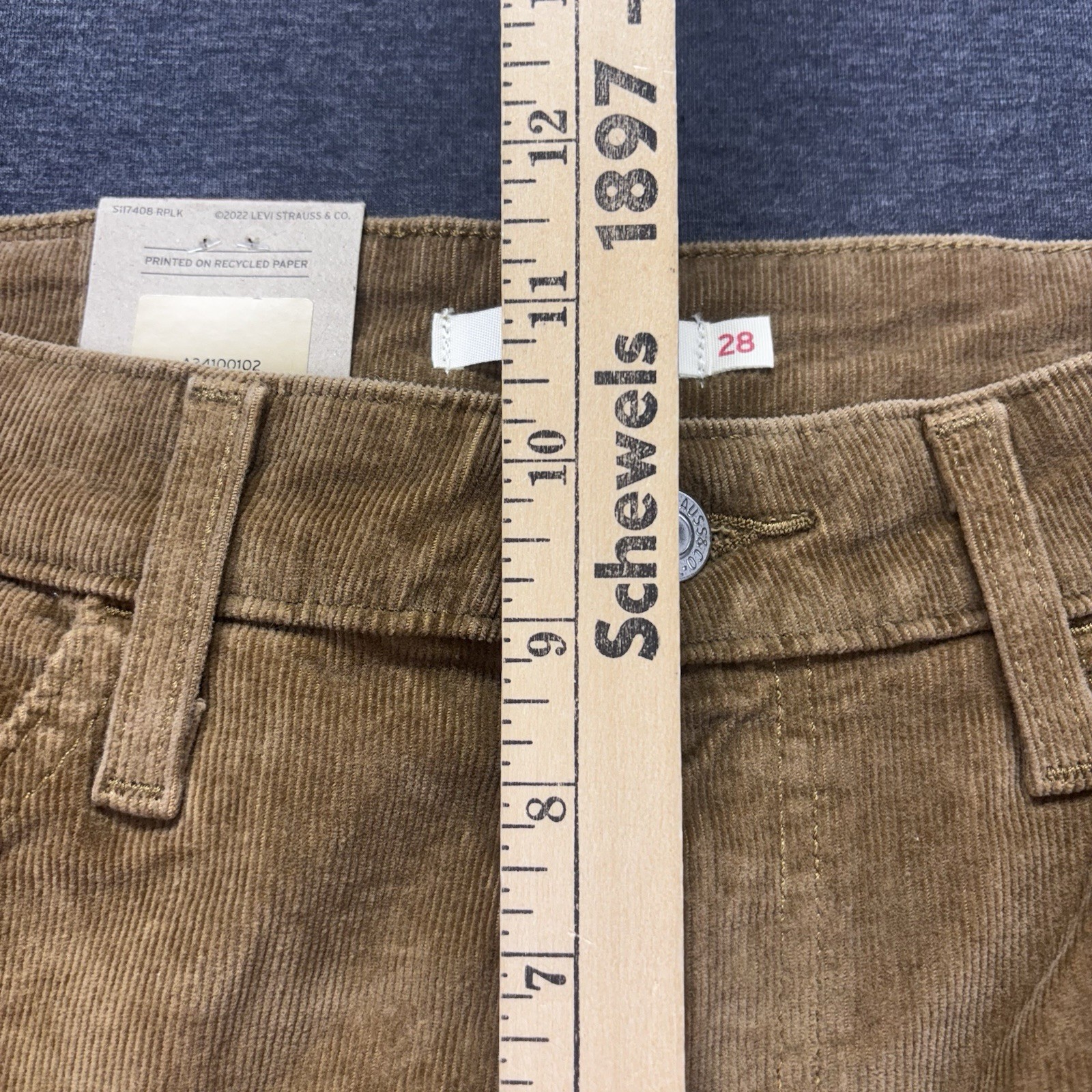 Levi’s 726 Flare High Rise Corduroy Pants Womens 29×32 Brown Strech Western NEW