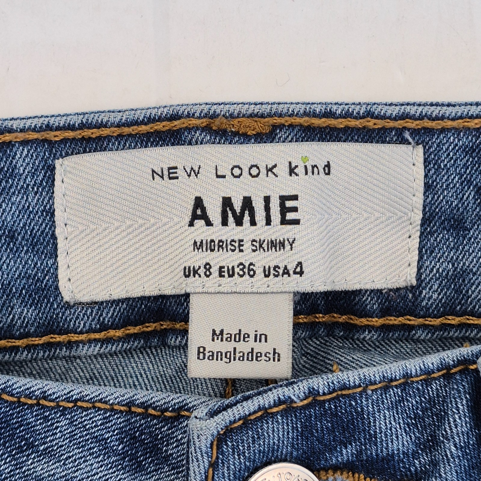 NEW LOOK Amie Jeans 8 Blue Womens Denim Cotton Blend Mid Rise Skinny