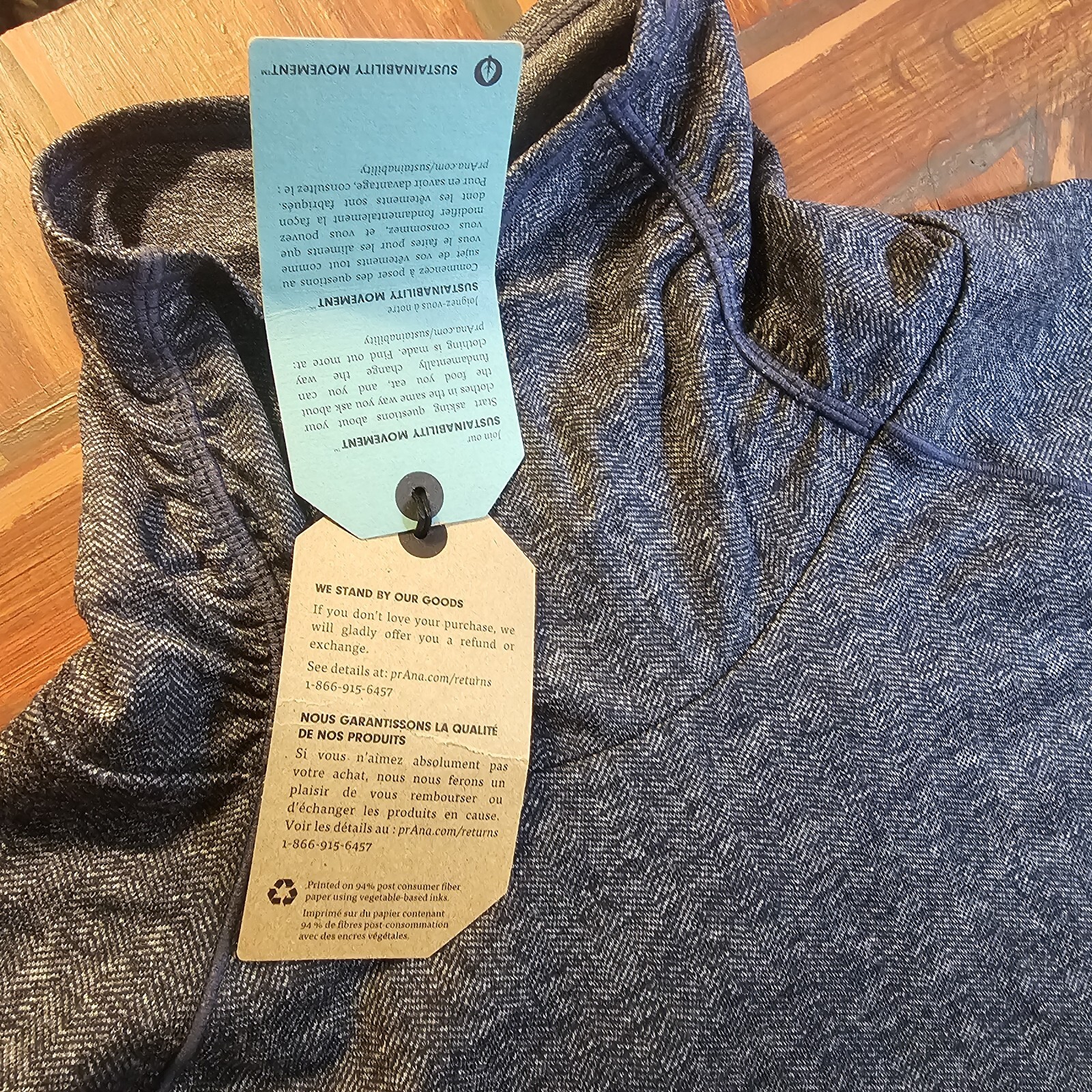 Prana Funnel Neck Herringbone Nautical Knit Sleeve Crop Top Sz Xl Activewear Nwt
