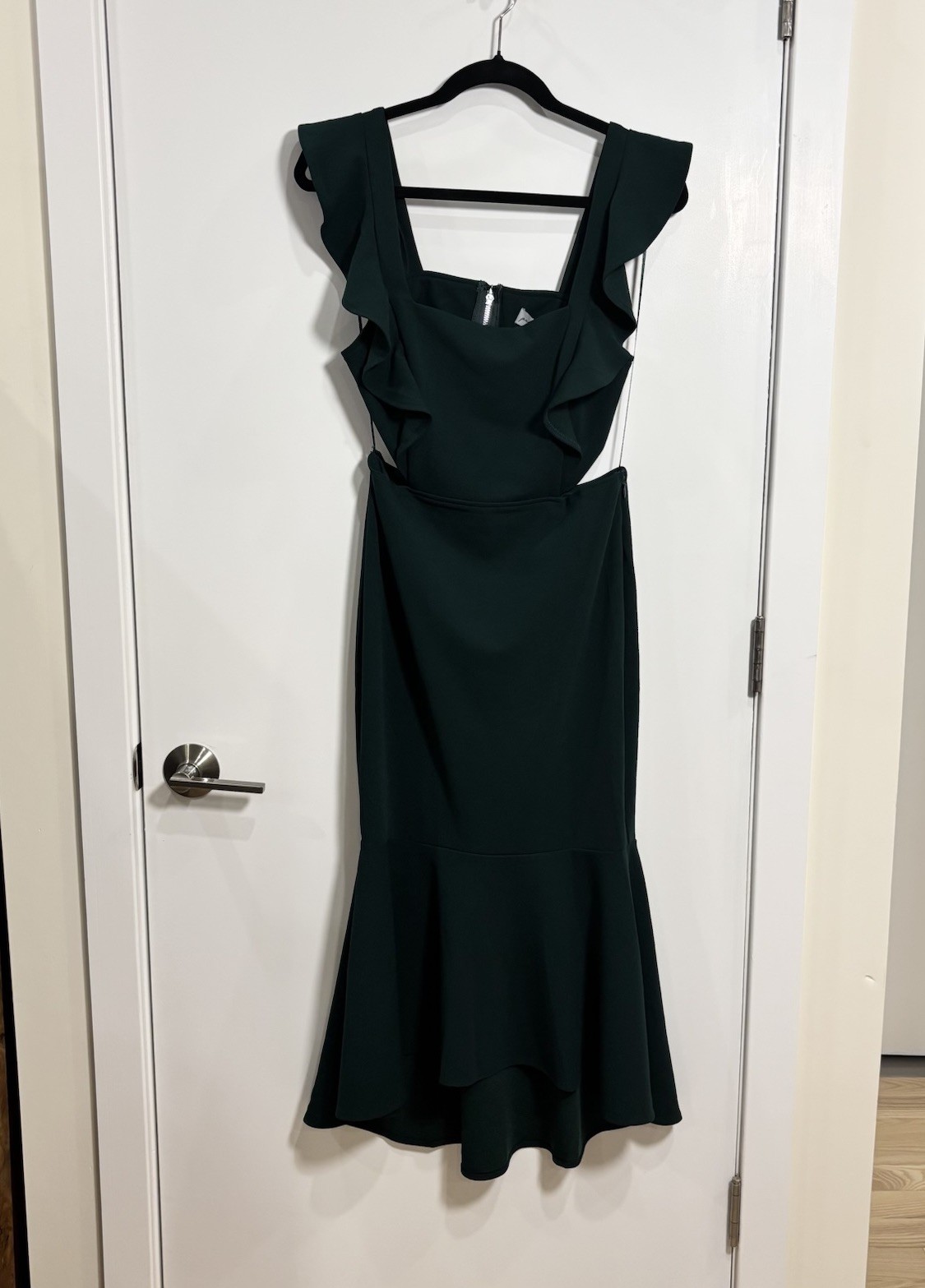 Petal & Pup Yvonne Hi Lo Midi Dress Emerald Green Ruffle NWT Size M