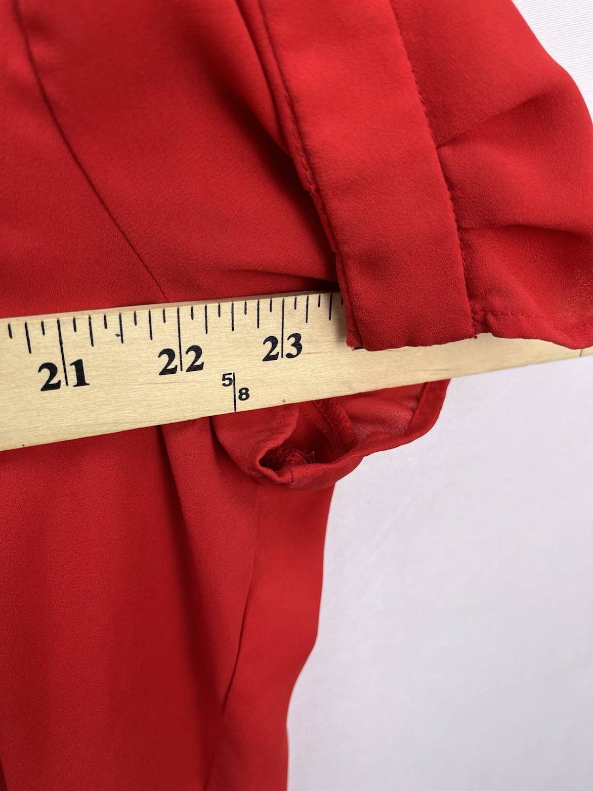 Pleione Size XL Blouse Red Short Sleeved Shirt V Neck Chiffon Top