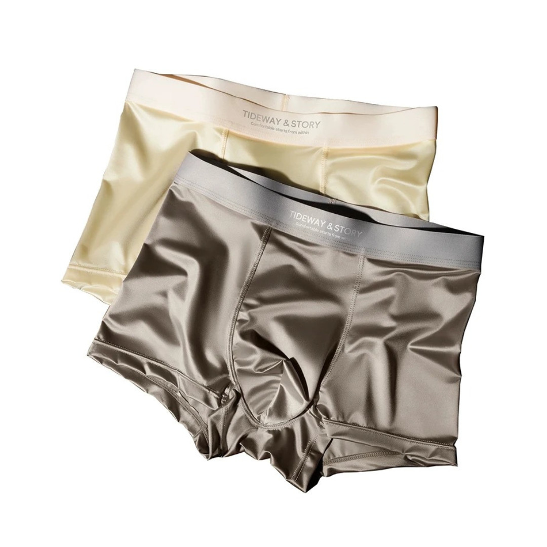 4PCS Men’s Ice Silk Underwear Breathable Boxer Shorts Seamless Satin Soft Briefs