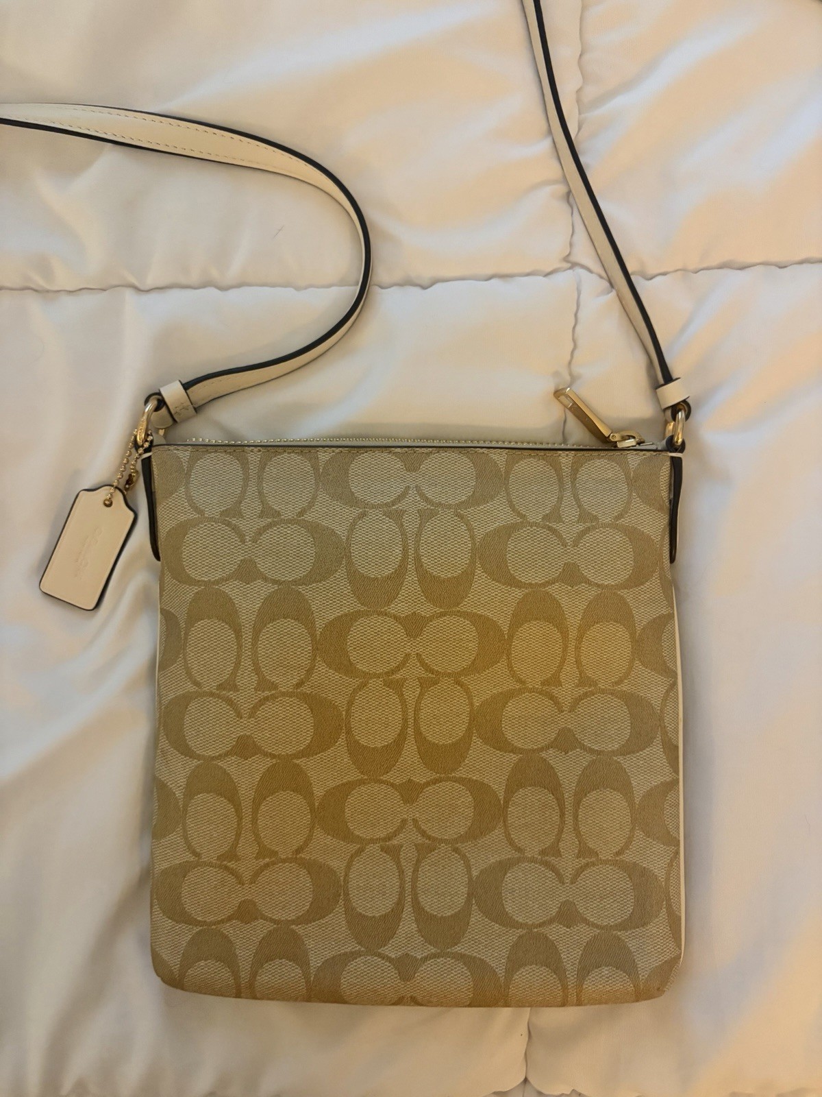 Coach Rowan File Bag in Signature Canvas (Khaki/Chalk)