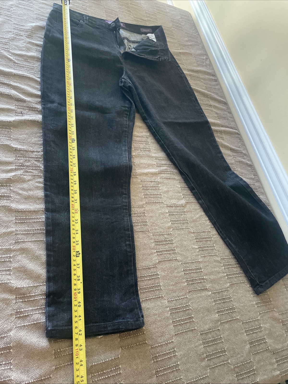 Gloria Vanderbilt AMANDA Black Jeans-Zipper/Button Closure-Size 14 MISSY AVERAGE