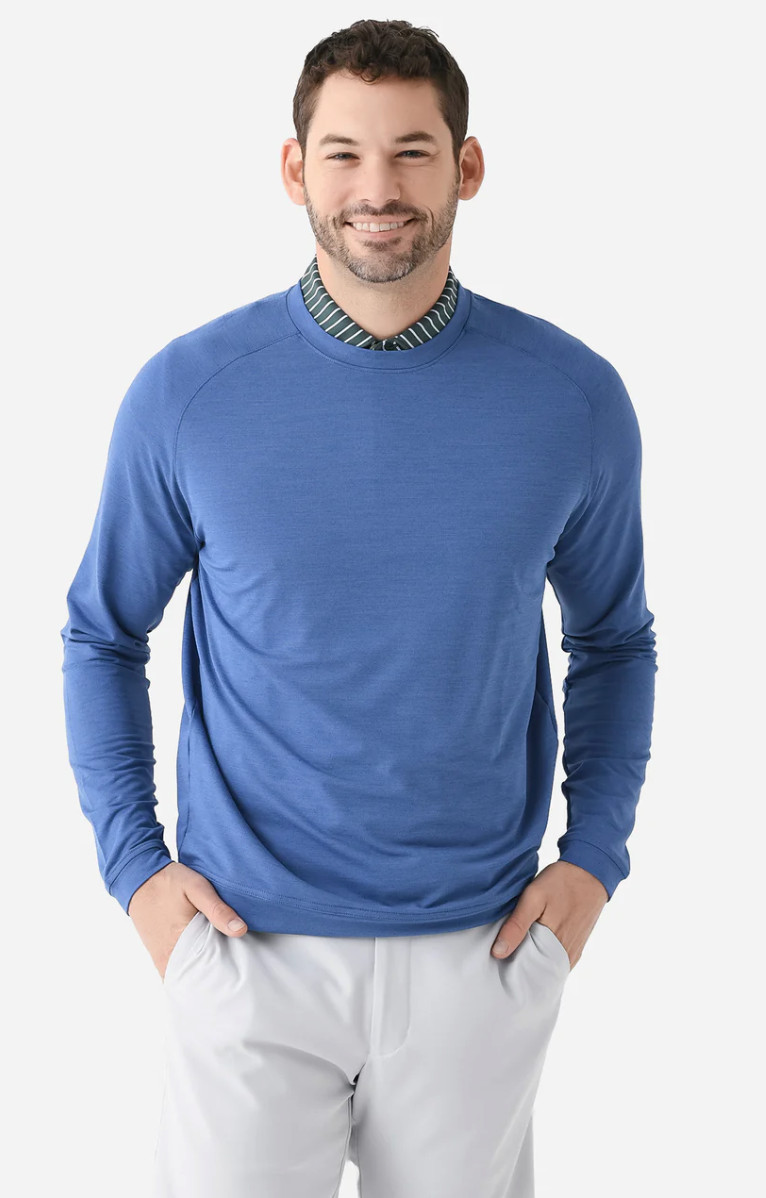 Peter Millar Cradle Performance Crewneck Sweatshirt Pullover Gray Blue Black NWT