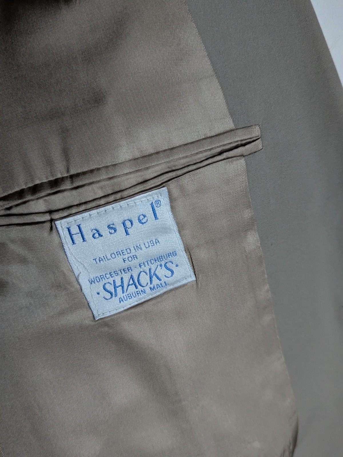 HASPEL Vtg Solid Beige Khaki BLAZER SUIT COAT JACKET Men’s 40R