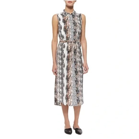 Equipment Tegan Print Silk Shirt Dress Midi size S Business Casual Snakeskin