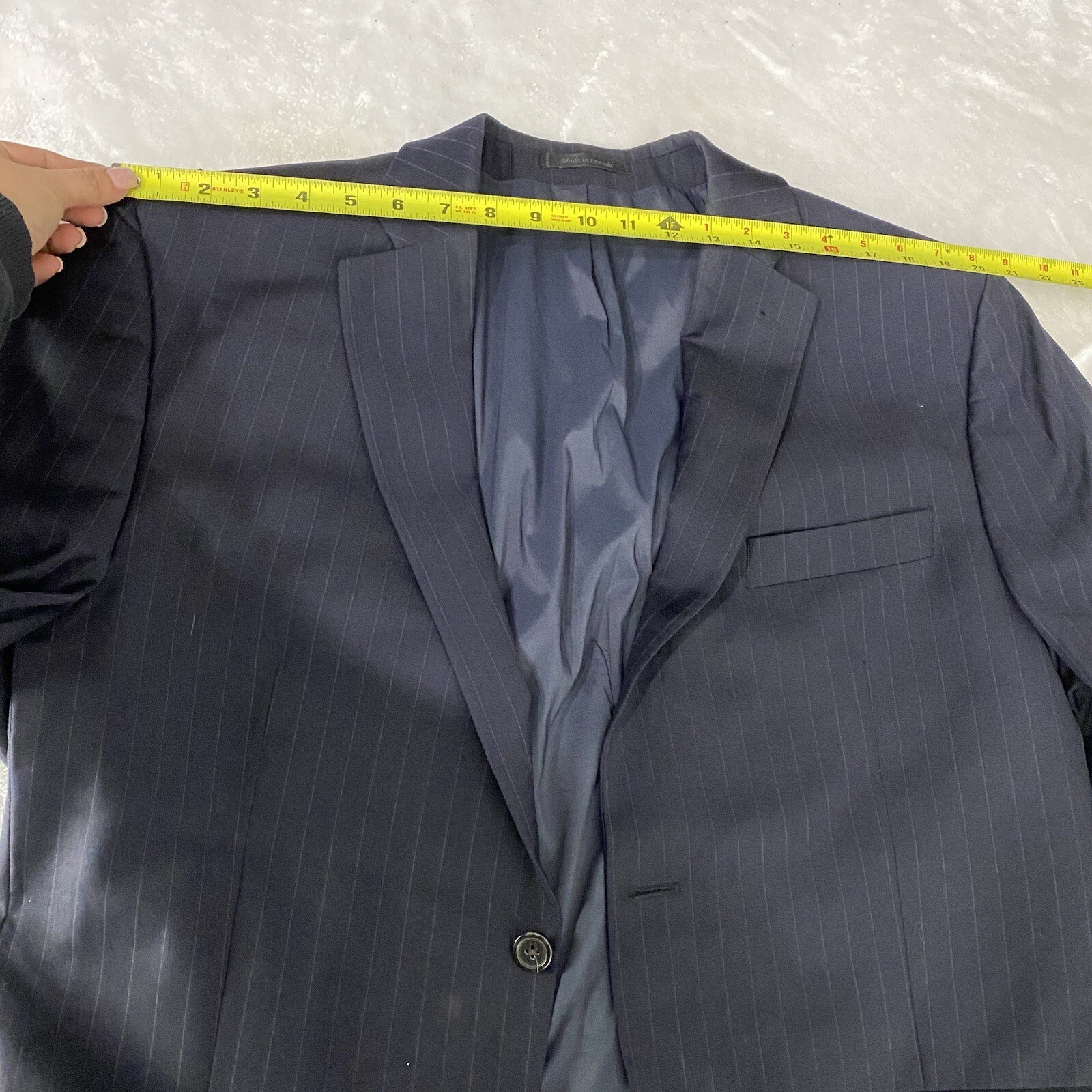 Lauren Ralph Lauren Wool Blue Stripped Blazer Mens Size 46R Formal Basic Jacket