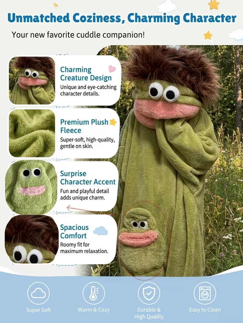 Soft Touch Green Monster Pyjama Set Shaggy Hair Puppet Costume Outfit