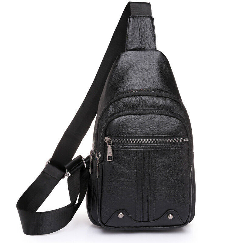 Mens Womens Retro Crossbody Bag Sling Backpack Chest bag Leather Shoulder Bag