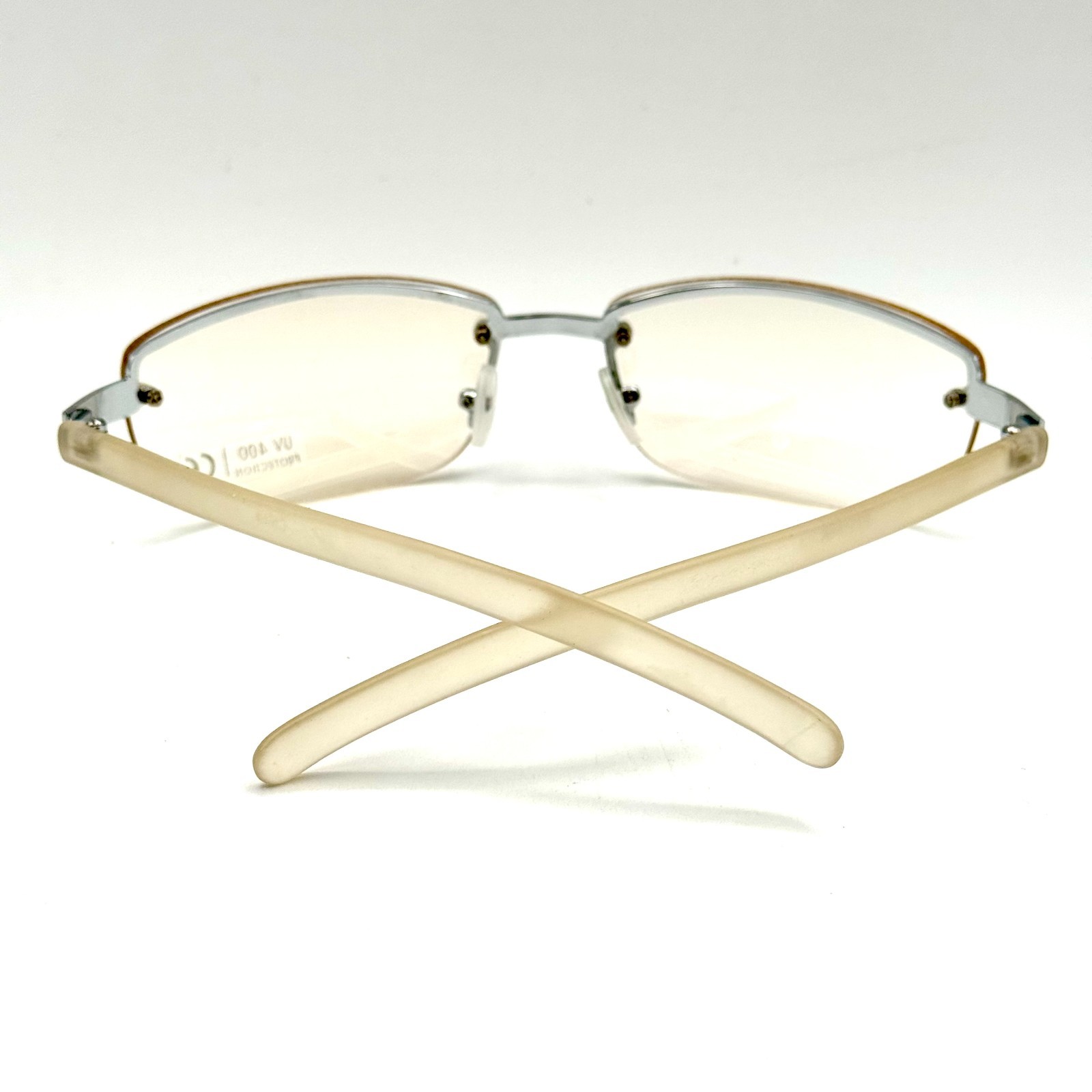 Fashion Rimless Oval Sunglasses Silver Metal Frame & Light Gray Gradient Lenses
