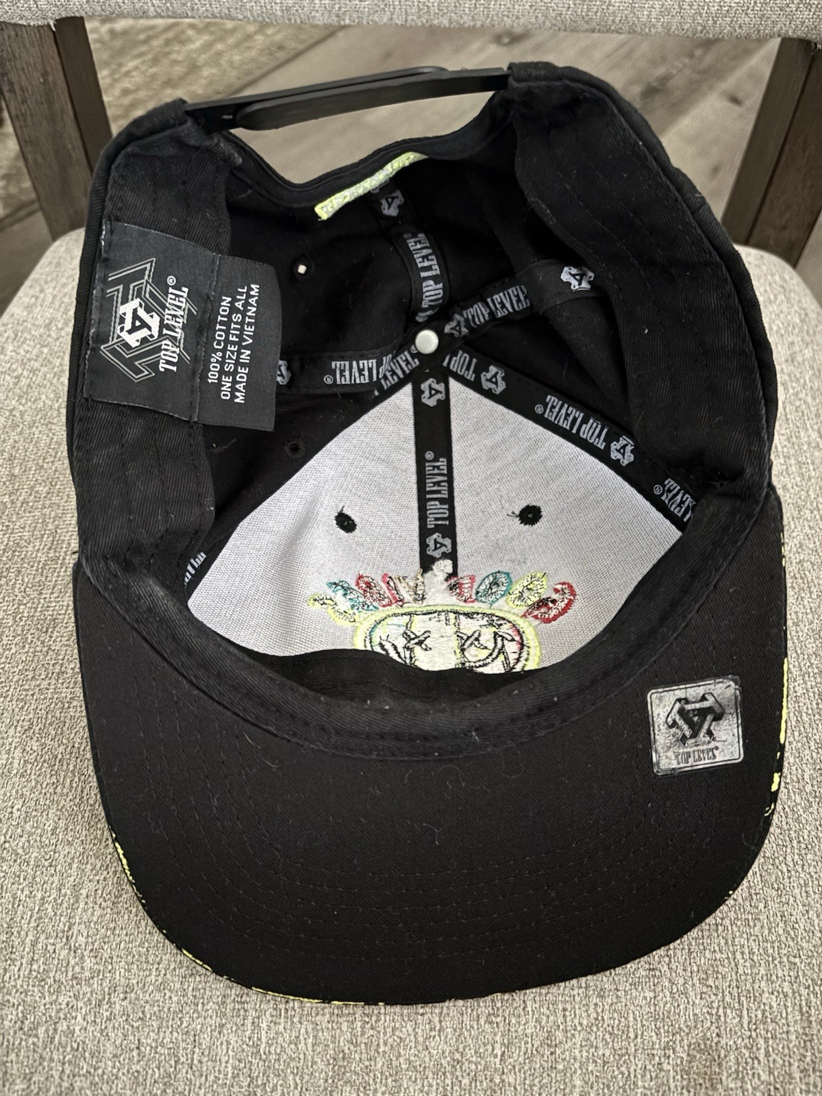 Good Vibes Top Level Smiley Face Graphic OSFM Cotton Flat Brim Cap Hat