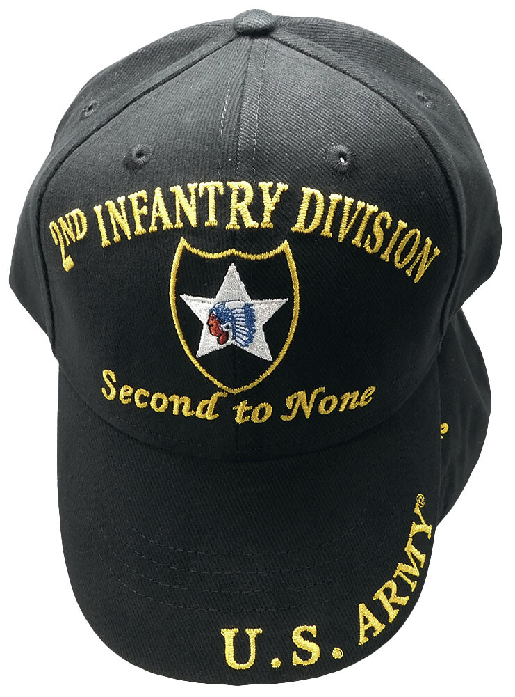 U.S. Army 2nd Infantry Division Second to None Black Embroidered Cap Hat (RUF)