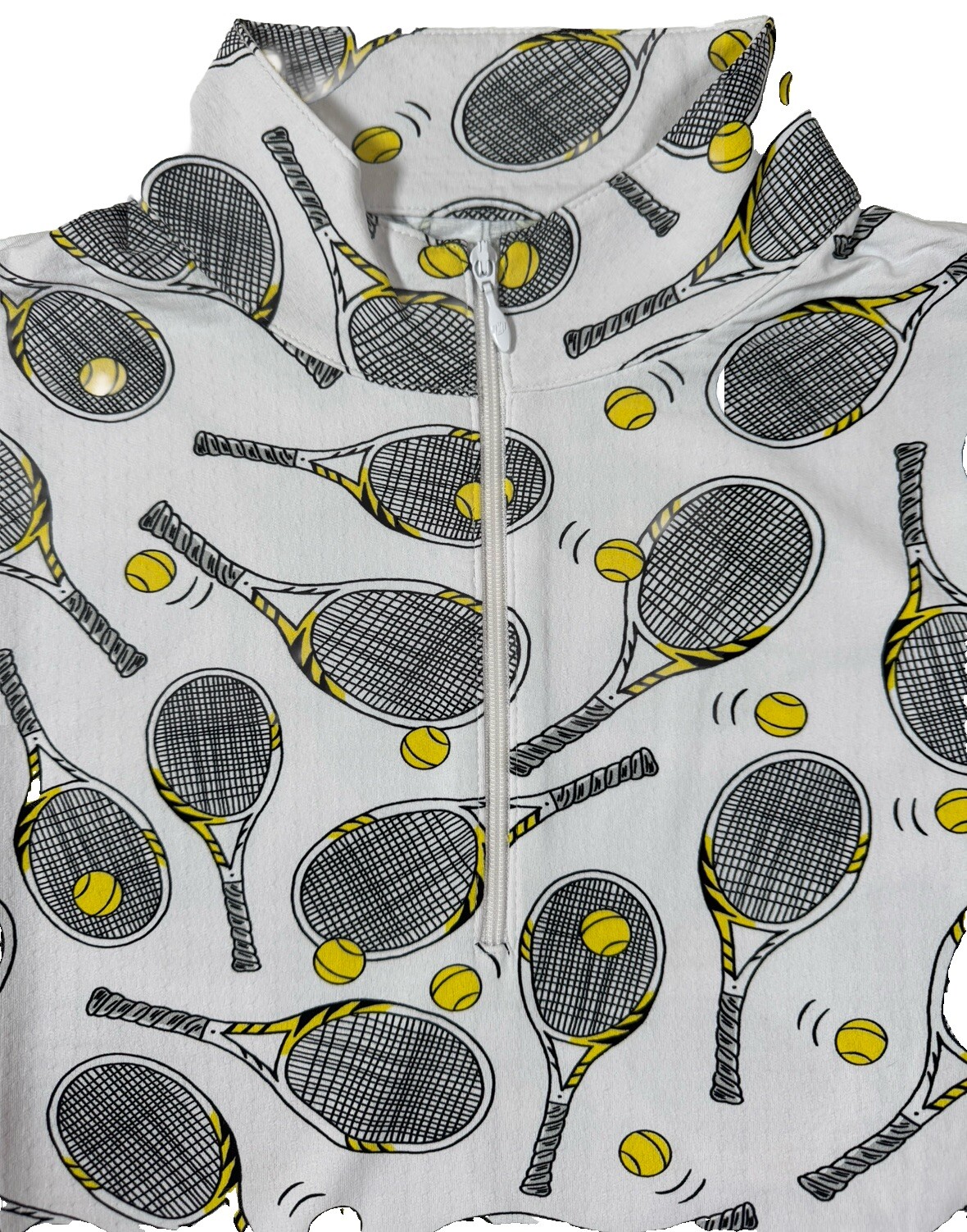 NWT IBKUL Golf Tennis Print 1/4 Zip Pullover Top XS S M L XL White Longsleeve I4