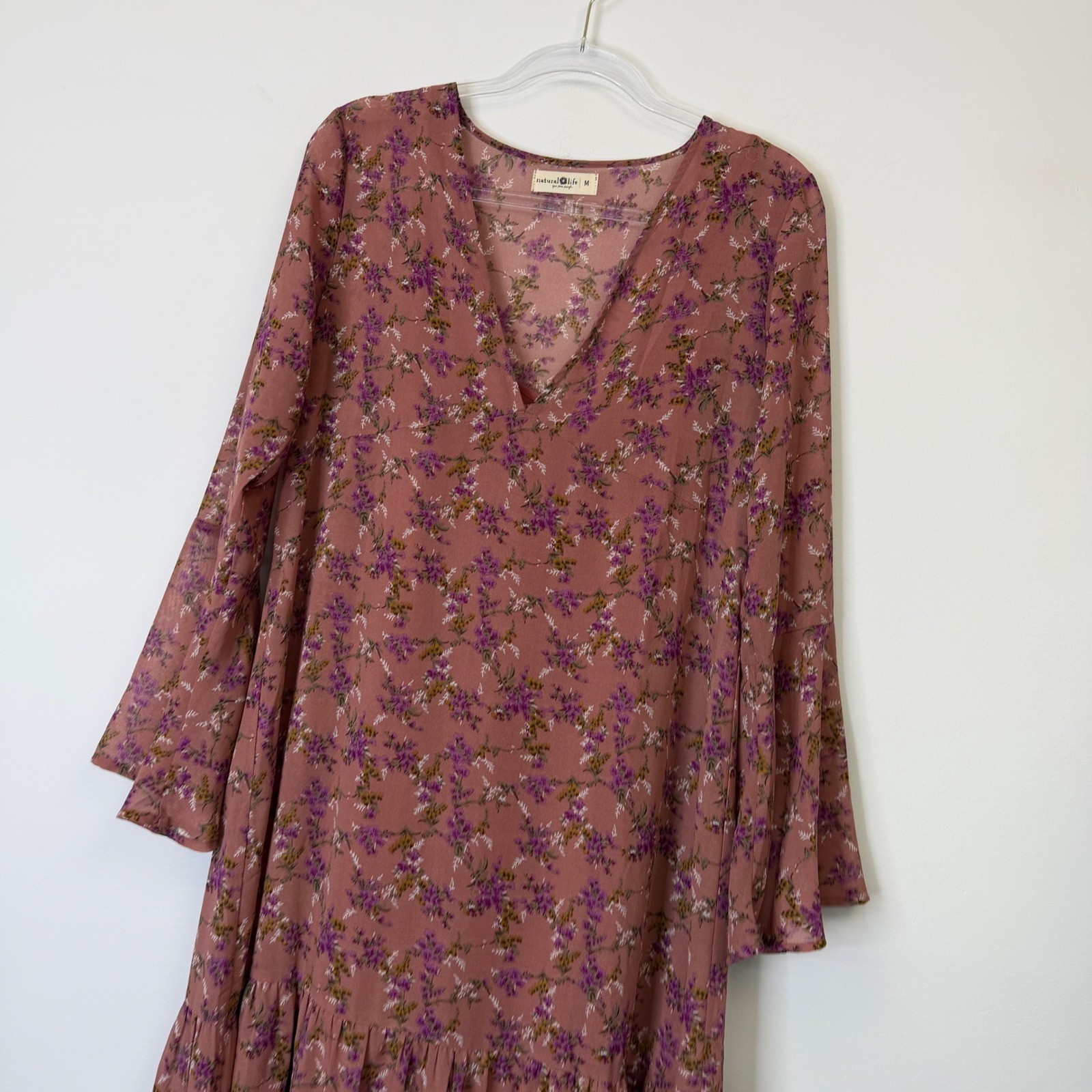 Natural Life Dance With Me Tiered Maxi Dress Women’s Medium Pink Floral Boho