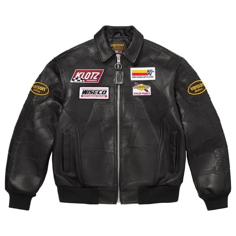 831618 Supreme x Vanson Leathers Spider-Man Jacket Black
