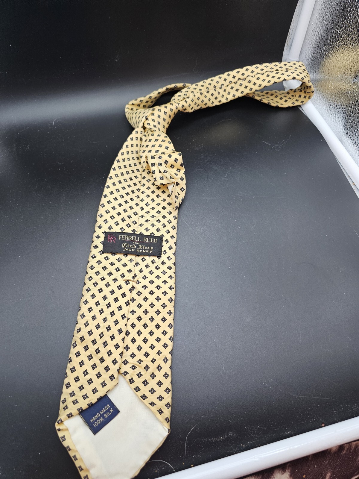 Ferrell Reed Men’s Tie For Club Shop Jack Henry 100% Silk Yellow With Floral…