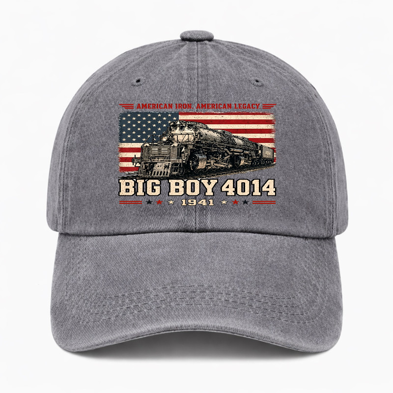 Big Boy 4014 Railroad Dad Hat Vintage Train Lover Adjustable Washed Baseball Cap
