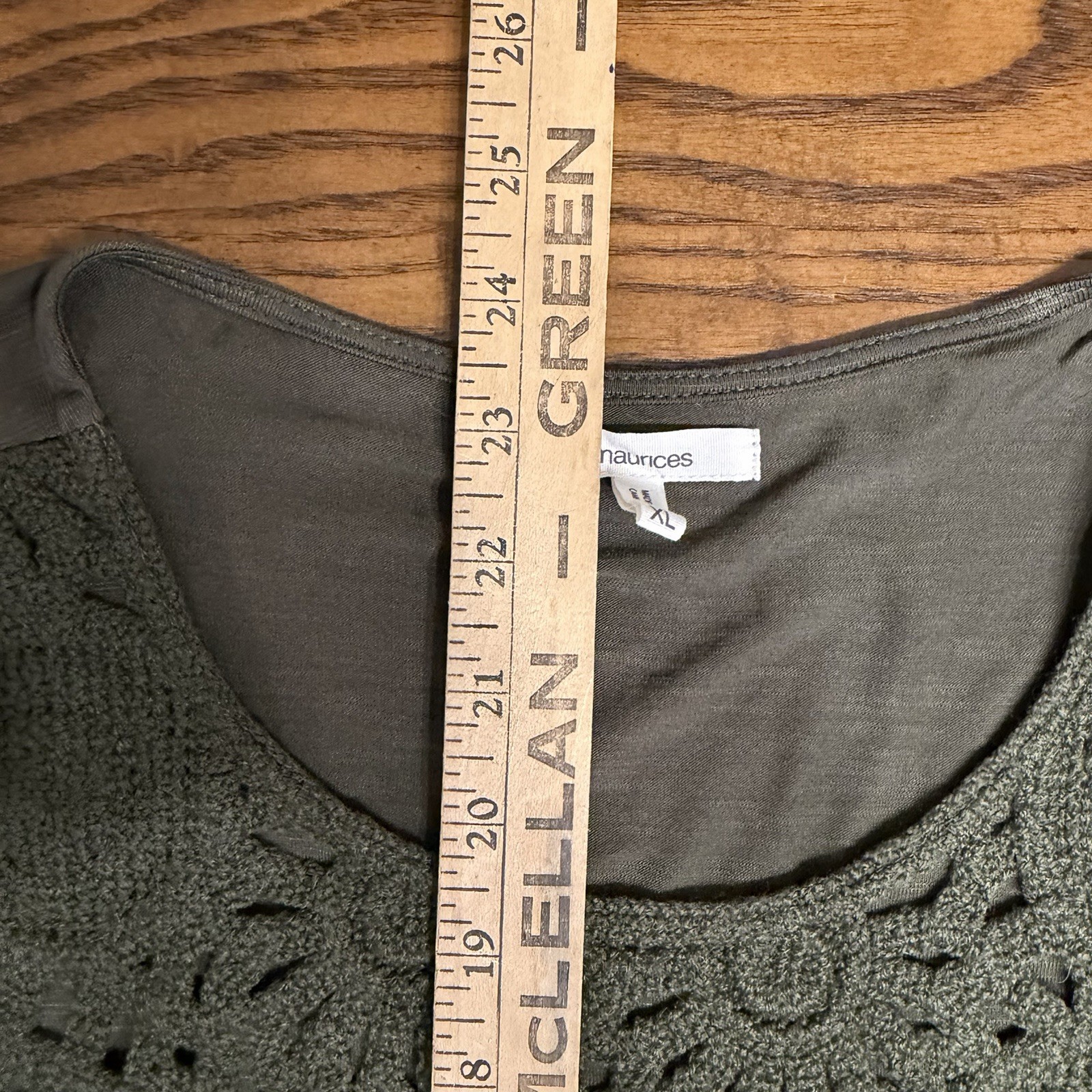 Maurices WomenOlive Green Crochet OverlayStretchKnit CasualSleevelessTank Top XL