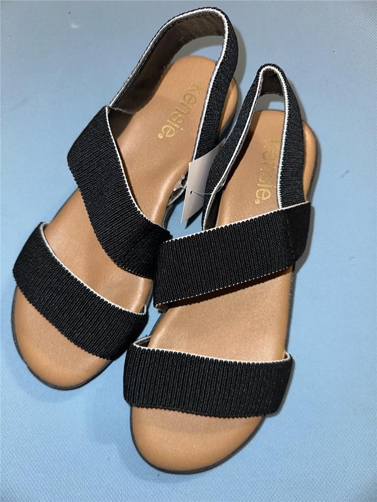 KENSIE Women’s Emme Double Stretch Band Sandals Your Choice Black /Natural