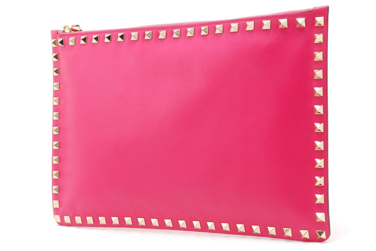 VALENTINO GARAVANI Clutch Bag Rock Stud Leather Purse Pink　*Rank A*