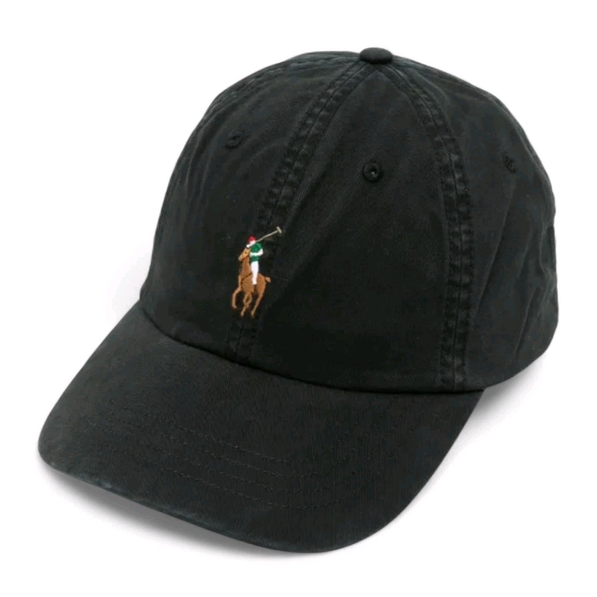 Polo Ralph Lauren Cotton Chino Twill Adjustable Leather Strap Ball Cap Black