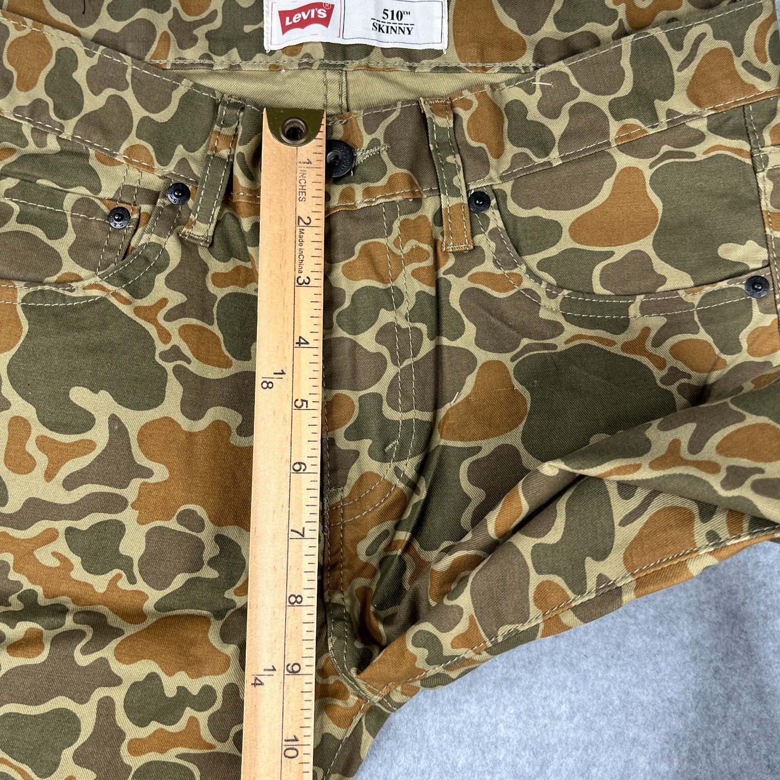 Levis 510 Skinny Womens Jeans 18 Reg Green Camoflauge 29×29