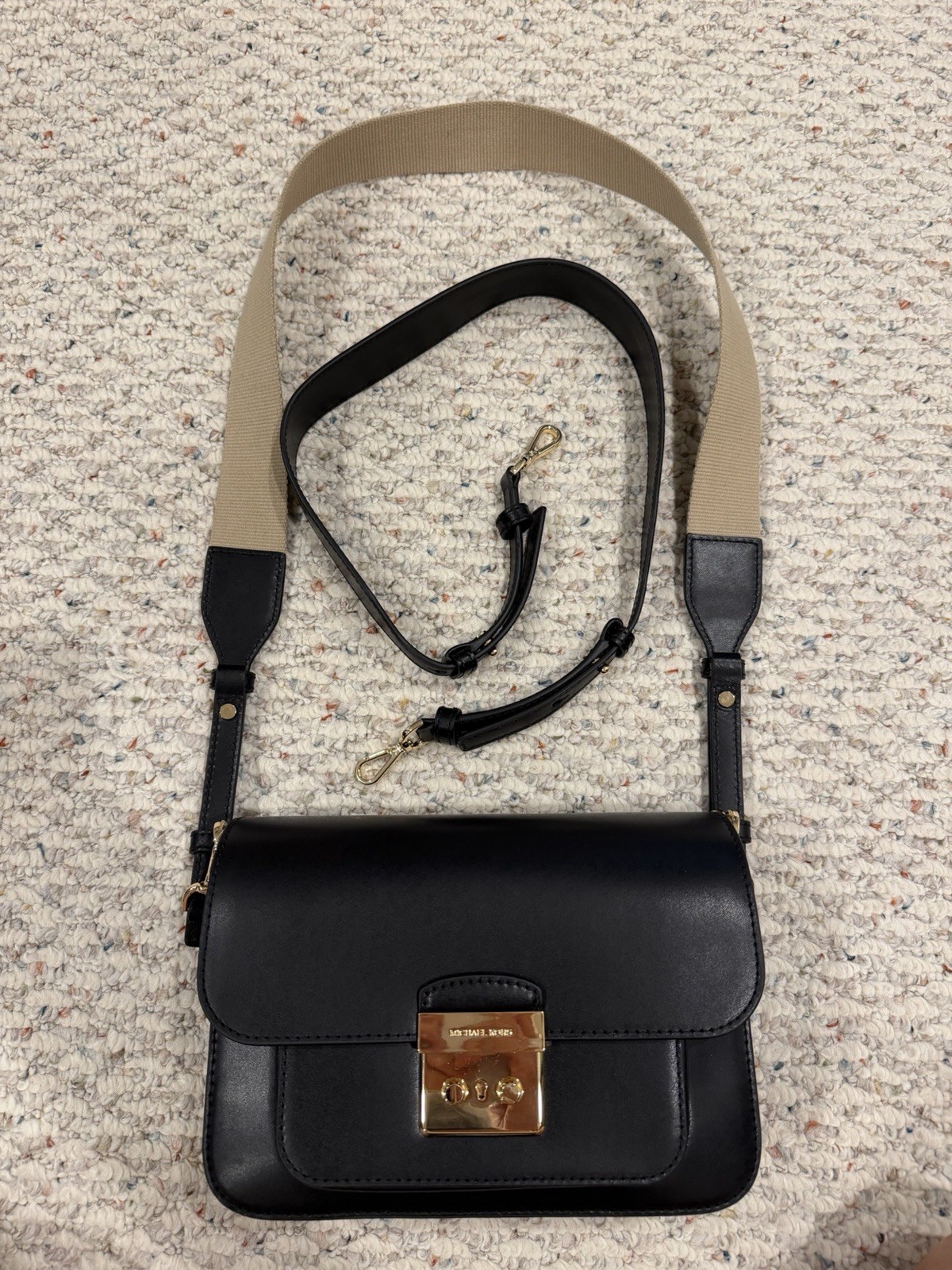 Pre-Owned Michael Kors Sloan Editor Leather Shoulder/Crossbody Bag In Black